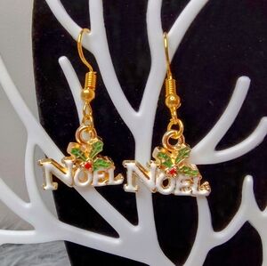 The First NoeL Christmas Holiday Dangle Hoop Earrings Made With All New Material